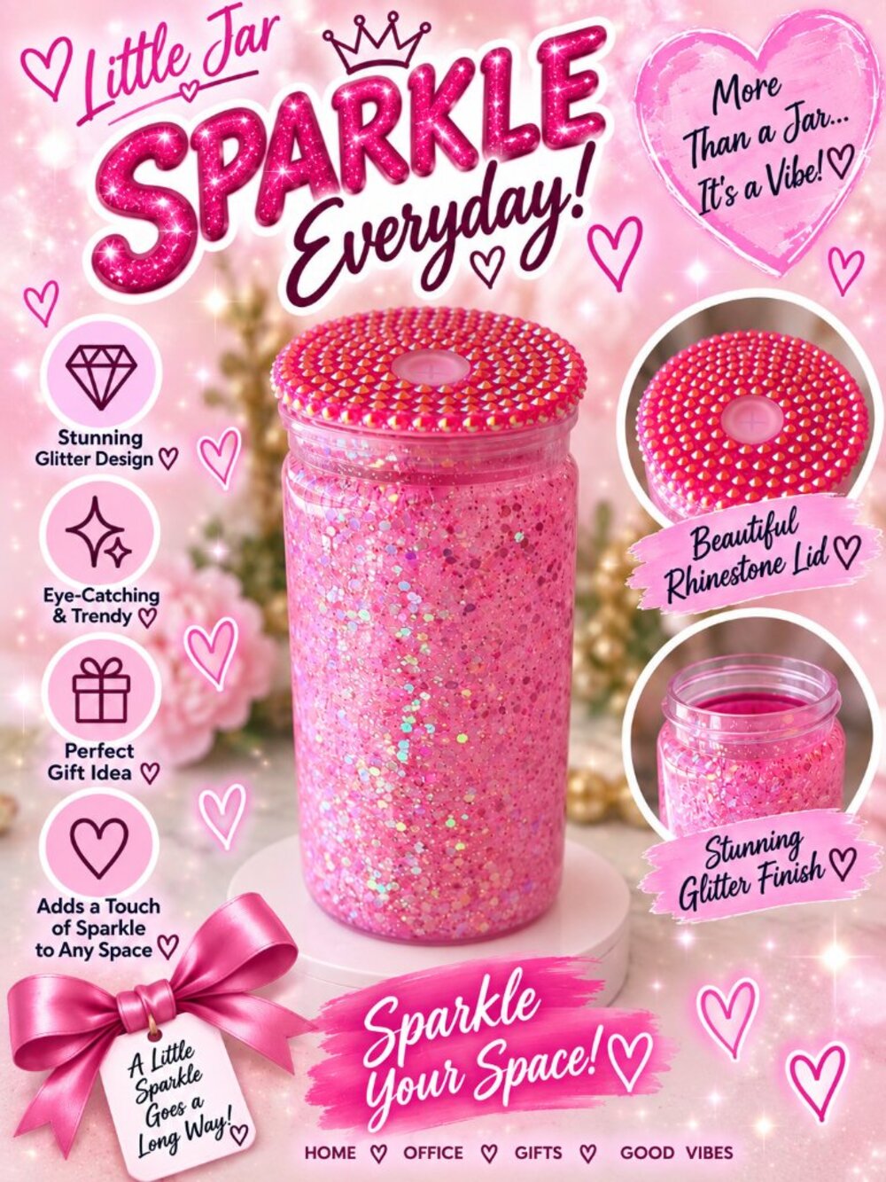 Pink Glitter Tumbler